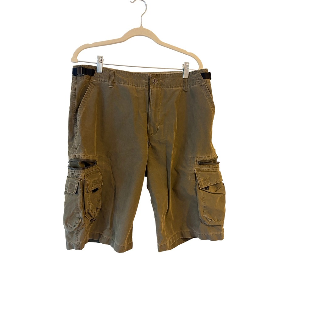 Kuhl Mens KuhlDry Cargo Shorts Olive Green Khaki Hiking Outdoor Size Large